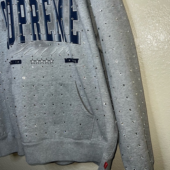 FW21 Supreme Rhinestone Hooded Sweatshirt Size Large - Picture 4 of 11